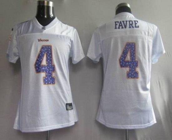 Vikings #4 Brett Favre White Women's Sweetheart Stitched NFL Jersey